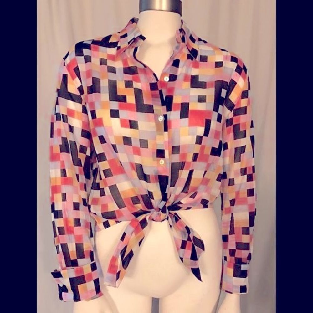LEGGIADRO 2 piece dress geometric pattern M - Picture 4 of 8